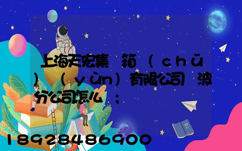 上海天宏集裝箱儲(chǔ)運(yùn)有限公司寧波分公司怎么樣