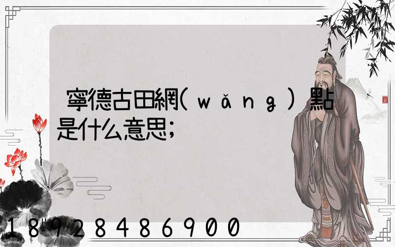 寧德古田網(wǎng)點是什么意思
